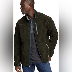Eddie Bauer Men's Green Chilali High Pile Fleece Sherpa Jacket Coat Large